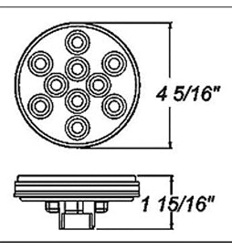 Optronics Red 4in Round LED Stop/Turn/Tail Light STL-43RB